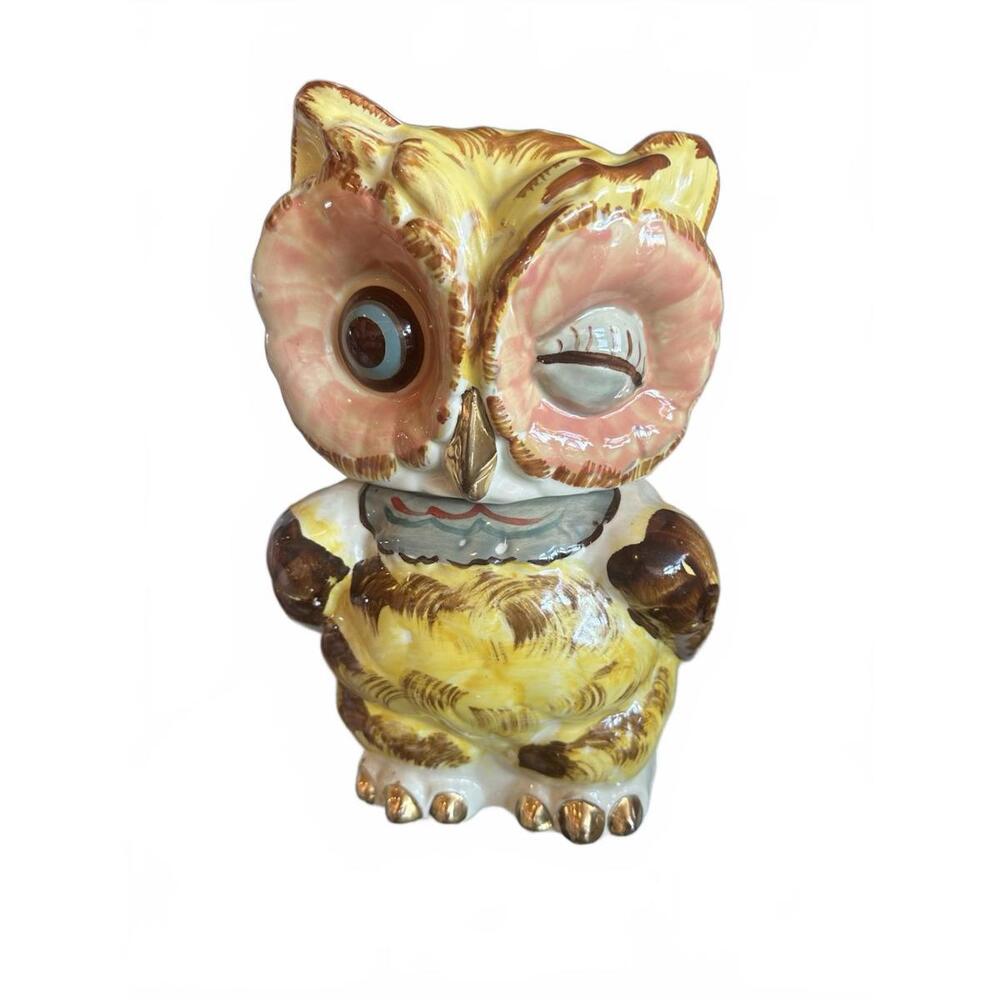 Vintage Ceramic Winking Owl cookie jar- RARE Shawnee Pottery